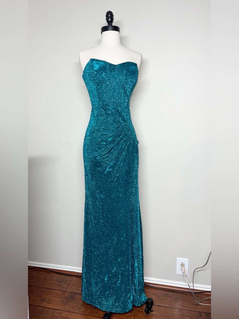 Social Couture Sparkle Teal Evening Gown